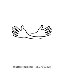 logo or icon of hugging hands with simple line design style