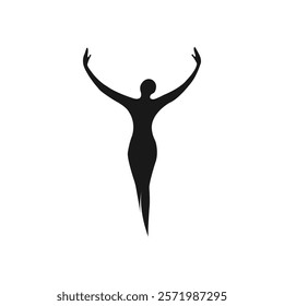 Logo Icon of Human Standing Tall with Arms Extended in the Air - People Vector Silhouette Symbolizing Fitness, Wellness, Leadership, Success, Gymnastics, Yoga, Health, Strength, Exercise, Motivation