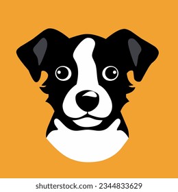 Logo icon illustration cartoon black dog head on orange background