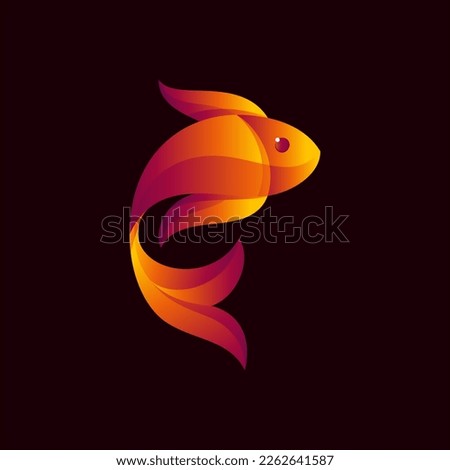 Logo icon ilustration fish gold gradient colorful style