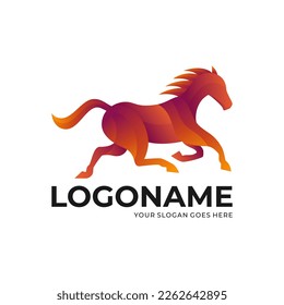 Logo icon ilustration Horse gold gradient colorful style