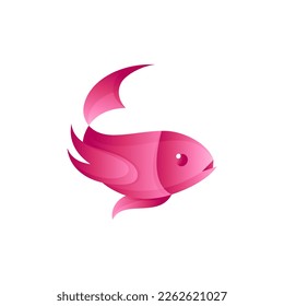 Logo icon ilustration pink fish aquarium vector