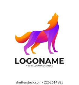 Logo icon ilustration Wolf gradient colorful style