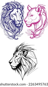 Logo, icon image of a lion with a family