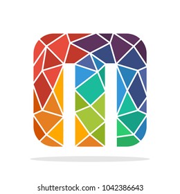 logo icon initial letter M with the concept of colorful mosaic style