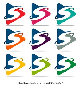 logo icon initial letter s in combination with the play symbol