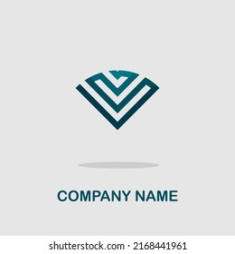 logo icon for insurance companies and retail stores simple blue stripes elegant trendy lines