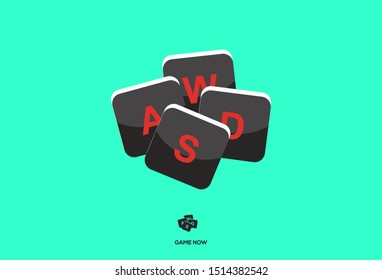 Logo icon of keyboard key for letter W, S, A, D symbolize most used key on gaming.