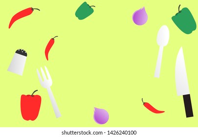 Logo icon kitchen set vegetable and equipment
