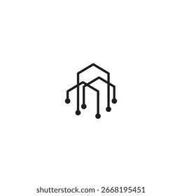 ícone de logotipo Tecnologia de elemento de linha L