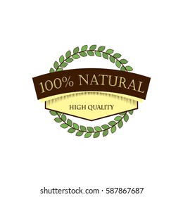 Logo, Icon, Label For Food. Natural, Quality Products. Vector Retro Style