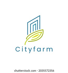 logo icon leaf city building for your company
