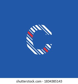 logo icon letter C, editable vector diagonal lines
