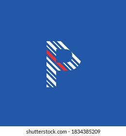 logo icon letter P, editable vector diagonal lines