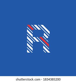 logo icon letter R, editable vector diagonal lines