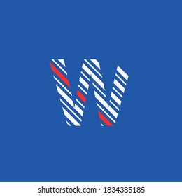 logo icon letter W, editable vector diagonal lines