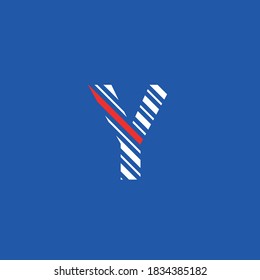 letra de icono de logotipo Y, líneas diagonales vectoriales editables