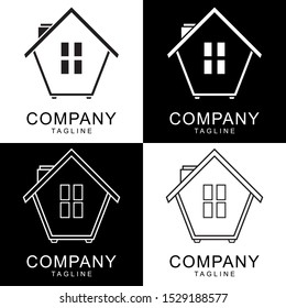 logo icon line bold house bold real black white estate Mortgage residential