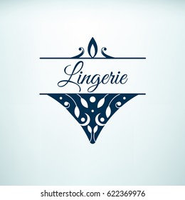 Logo, Icon For Lingerie Store. Women's Elegant Lace Panties. Vector Illustration.