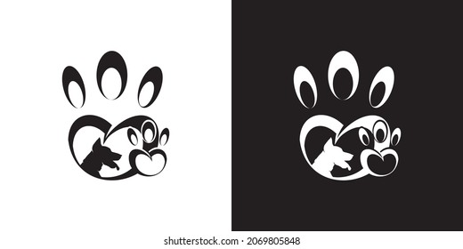 Logo Icon Love Dog Black N White