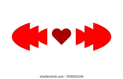 logo icon love. red composition. with a romantic design. suitable for web icons, mobile applications, company logos, restaurants, etc.