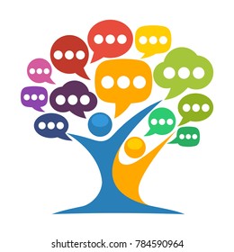 logo icon for media conversation, exchanging information