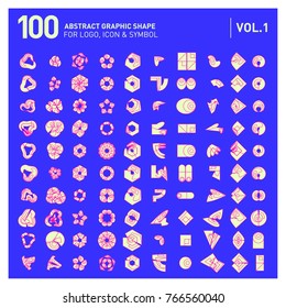 Logo and Icon Mega Collection. Set 0f 100 Colorful Abstract Geometric Logo and Icon