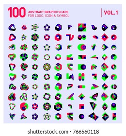 Logo and Icon Mega Collection. Set 0f 100 Colorful Abstract Geometric Logo and Icon