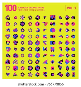 Logo and Icon Mega Collection. Set 0f 100 Colorful Abstract Geometric Logo and Icon