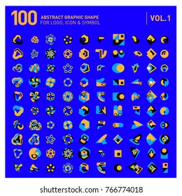 Logo and Icon Mega Collection. Set 0f 100 Colorful Abstract Geometric Logo and Icon