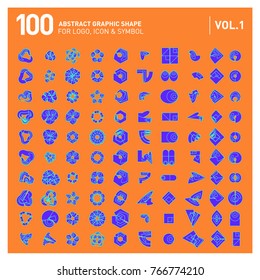 Logo and Icon Mega Collection. Set 0f 100 Colorful Abstract Geometric Logo and Icon