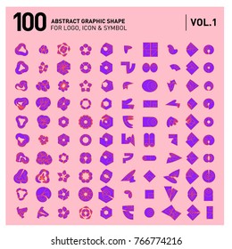 Logo and Icon Mega Collection. Set 0f 100 Colorful Abstract Geometric Logo and Icon