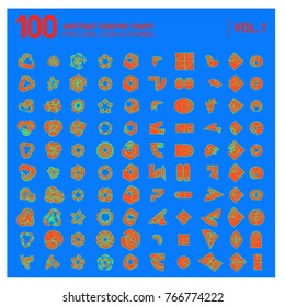 Logo and Icon Mega Collection. Set 0f 100 Colorful Abstract Geometric Logo and Icon