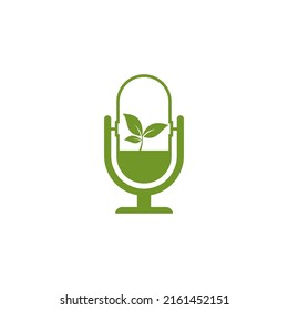 Logo Icon Microphone Leaf Growth Vector