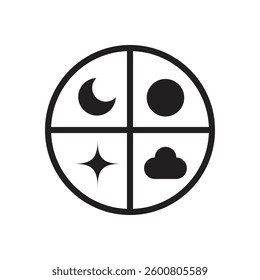 Logo or icon moon and sun minimalist black unique design with blank background
