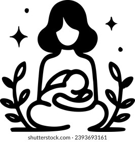 logo icon mother family breastfeed care baby