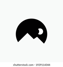 Logo icon mountain. Leaf garden nature cloud tree mountain sky forest vector retro nature plant landscape pine snow mountain land camp campfire moon symbol, logo, icon, sign, app.