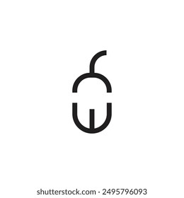 Trazo de línea del ratón del logotipo o del icono con fondo en blanco