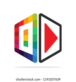 logo icon for multimedia business with initial details letter O