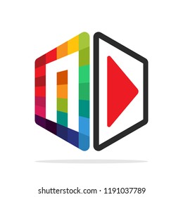 logo icon for multimedia business with initial details letter N
