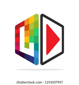 logo icon for multimedia business with initial details letter L