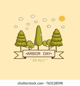 Logo icon National Arbor Day on yellow background Vector illustration.
