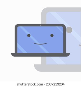 Logo and Icon of Notebook with Friendly Face