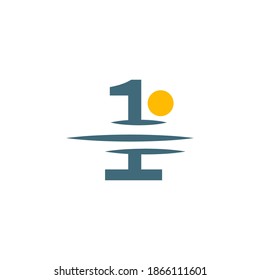 Logo icon number 1 with sunset icon design illustration