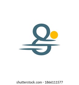 Logo icon number 8 with sunset icon design illustration