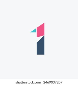 Logo or icon number one unique minimalist with blank background