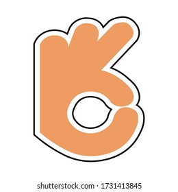 Logo-Symbol mit OK oder Klingelhandgesten. Flachkonstruktionsvektor isoliert auf weißem Hintergrund.