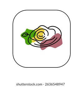 Logo and icon of omelette with plate, food line logo with simple concept, omelette, egg