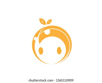 logo icon of orange  robot tech android