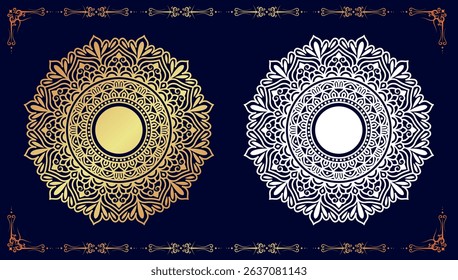 Logo icon ornamental mandala design in gold color. vector illustration